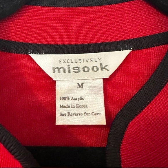 MISOOK Button Front Acrylic Cardigan Topper Womens Medium Red Black - Picture 5 of 5